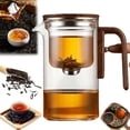 thumbnail image 1 of Gianixi Glass Teapot, Magnetic Wooden Handle Cold Brew Hot Tea Maker, Infuser 520ML 720ML Teapot, 1 of 7