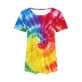 thumbnail image 4 of jtjvou Women's Oversize Short Sleeve Tops Going out Tops for Teen Tie Dye Print Blouse Round Neck Tees Lady Trendy Fashion Summer Multicolor,L, 4 of 6