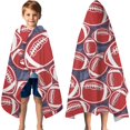 thumbnail image 3 of Red Footballs on Blue Pattern Hooded Bath Towel，60"x35" for Ages 3 To 12 Kids, Quick Dry Lightweight Soft Microfiber Hood Beach Towel Cover Up for Kids, 3 of 7