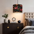 thumbnail image 5 of Boho Linen Drum Lampshades Magical Pink Winged Floral Garden Gold Accents 13"x13"x10" Light Shade for Table Lamps Floor Lamp Shades Lampshade Replacement Assembly Required, 5 of 8