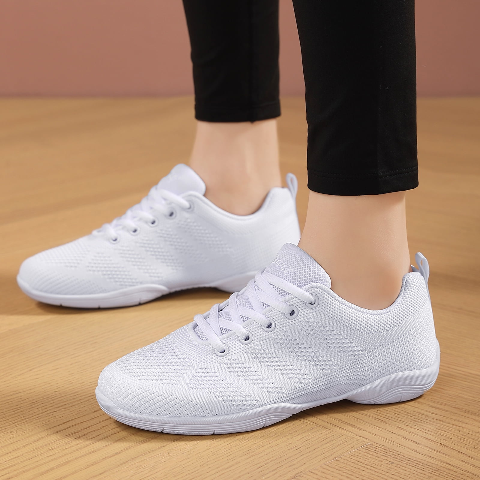 GlideMoves White Cheer Shoes Girls Dance Sneakers Women Training Competition Tumbling Athletic Mesh style breathable 2323 Little Kid Size 13.5