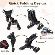 Costway Foldable Twin Baby Double Stroller Ultralight Umbrella Stroller Pushchair Black