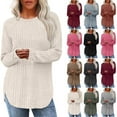 thumbnail image 2 of gakvbuo Fall Sweaters for Women Long Sleeve Tunic Loose Blouse Crewneck Pullover Tops Knitted Sweaters Warm Curved Hem Pullover Sweater, 2 of 4