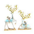 thumbnail image 3 of 2 piezas de estatuas de alce figuras esculturas de ciervos artesanías de resina figuras animales fengshui adorno para el festival de año nuevo oficina Azul claro, 3 of 9