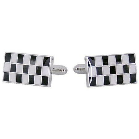 Cuff Daddy Rhodium Silver Checker Cufflinks