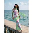 thumbnail image 6 of Multicolor Off Shoulder Tie-Up Floral Print Slim-Fit Maxi Dress With High Neck And Side Knot Detail, 6 of 7