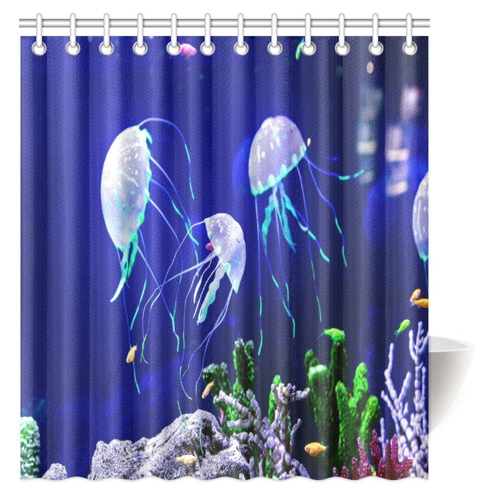 ARTJIA Jellyfish Shower Curtain, Beautiful Ocean Wildlife Jellyfish