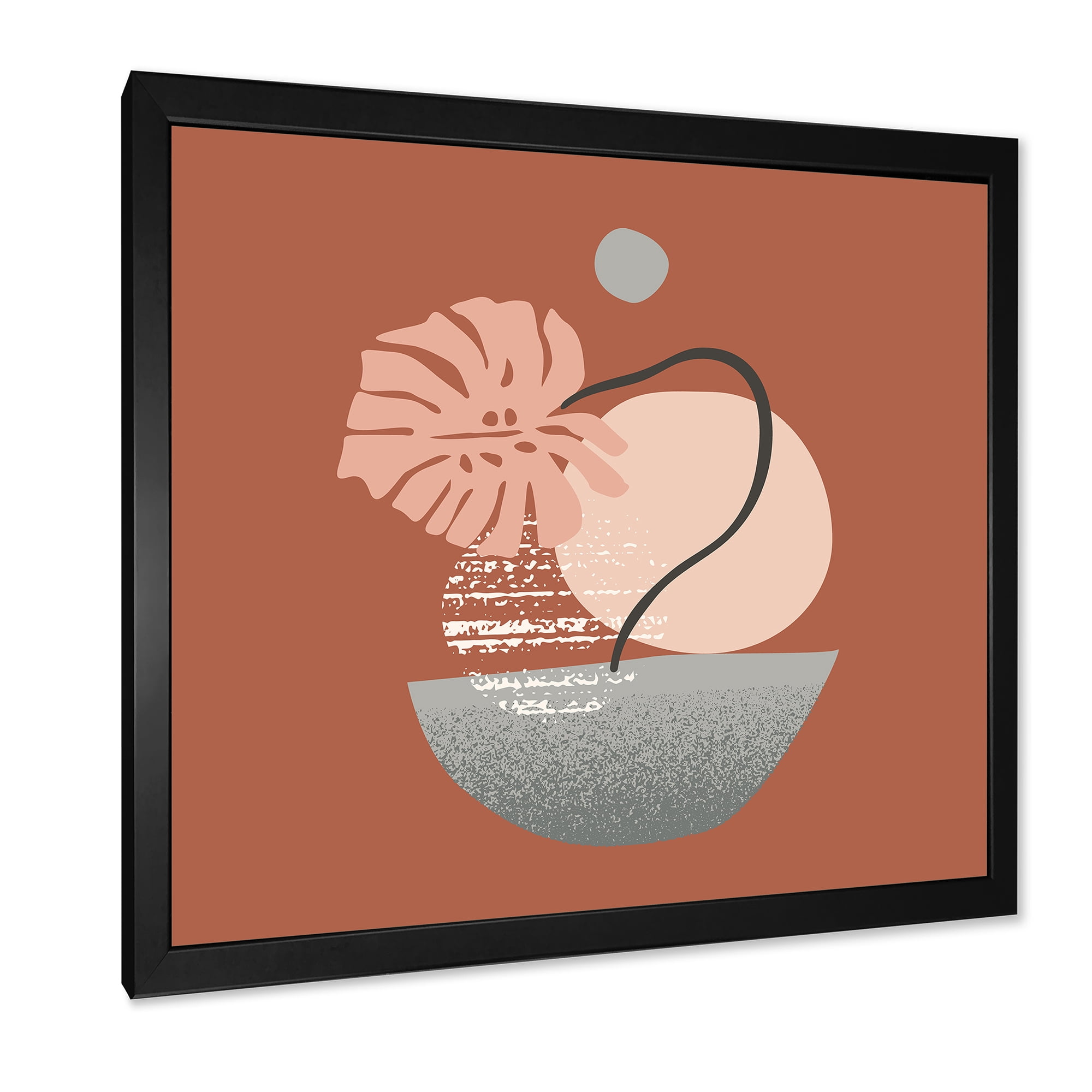Designart 'Abstract Geometry Shapes and Tropical Palm Leaf IV' Modern Framed Art Print