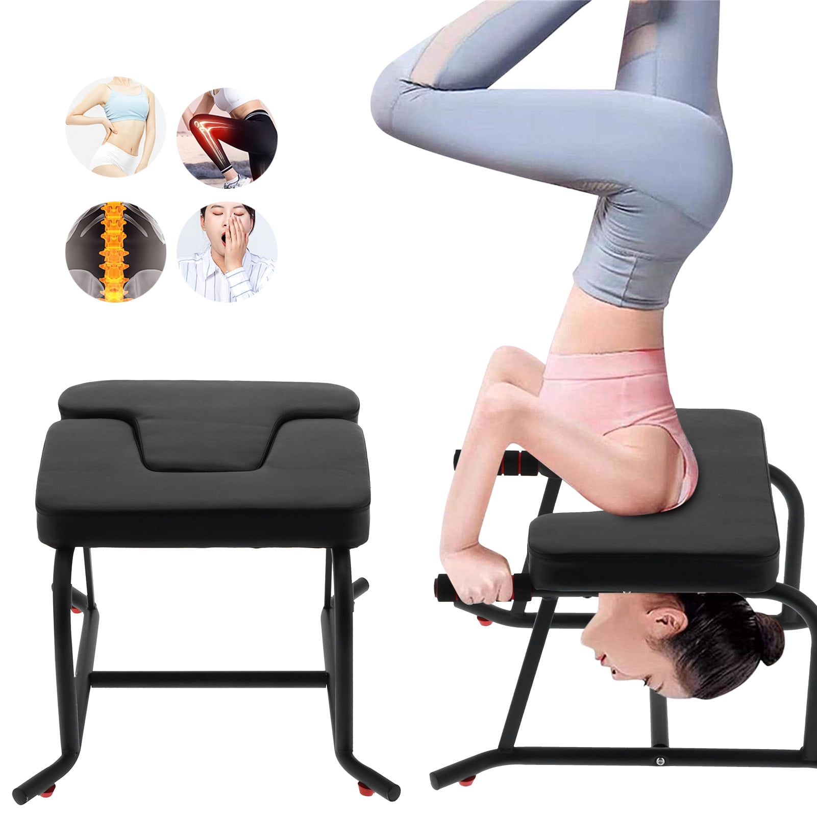 Details about   Yoga Headstand Chair Inversion Bench Headstand Home Gym Fitness Equipment Black 