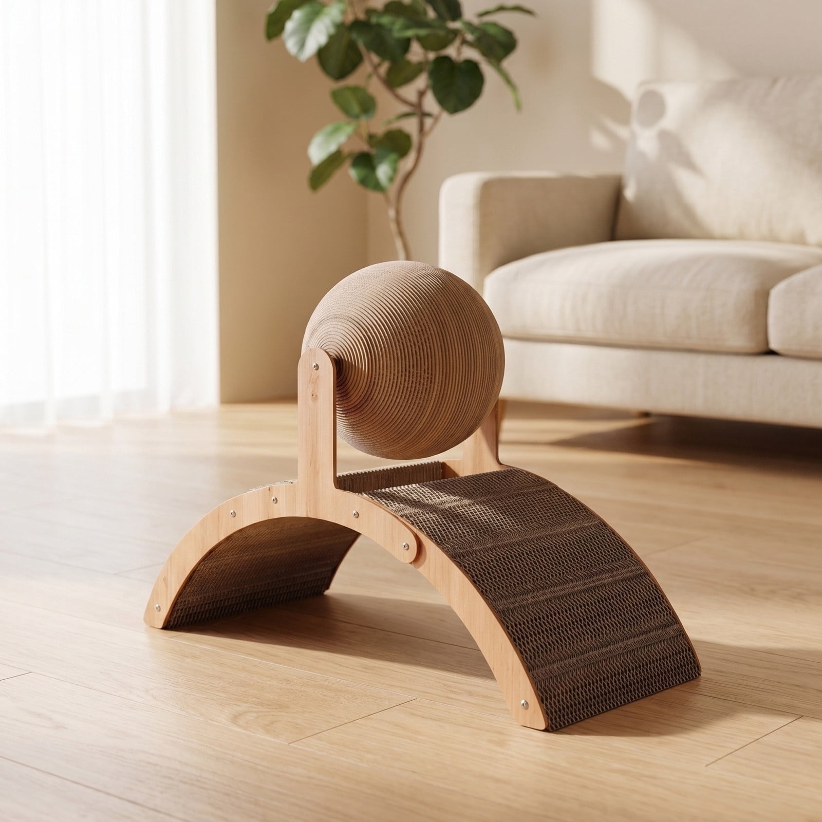 2026 New Cat Scratching Ball on Stand, Interactive Cat Scratcher with 360° Rotating Sisal Ball, Cat Scratching Post with Arch Bridge Balls, Cat Scratcher Board for Indoor,Protects Furniture & Rugs