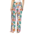 thumbnail image 3 of Uemuo Tropical Plants Pattern Women's Wide Leg Palazzo Lounge Pants with Pockets Light Weight Loose Comfy Casual Pajama Pants-Medium, 3 of 9