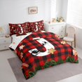 thumbnail image 3 of Manfei Initial J Letter Bedding Comforter Set 7 Pieces for Kids, Black Red Buffalo Full Bedding Set, Merry Christmas Reversible Fitted Sheet Flat Sheet, Microfiber Bedroom Decor, 3 of 7