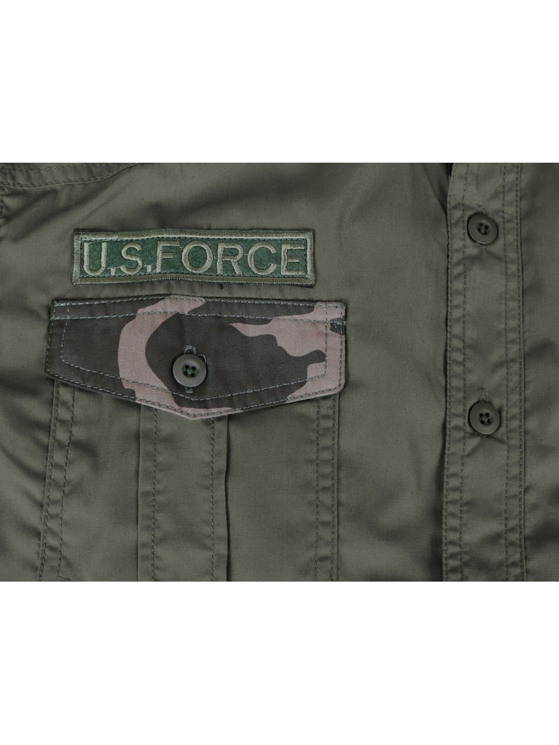 Men's US Military American Long Sleeve Button Up Camo Casual Dress Shirt  (Olive,XL) - Walmart.com