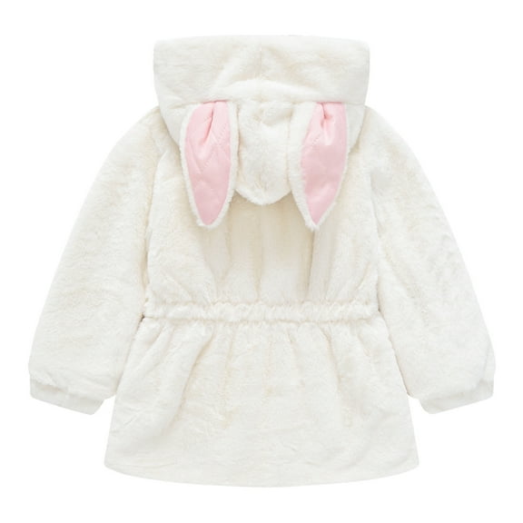 Diufon Toddler Baby Girls Coat Little Kids Fall Winter Long Sleeve Hooded Fleece Thickened Warm Tunic Jacket