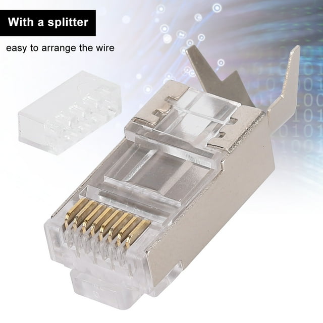 Connecteurs de Passage RJ45 CAT7, 10 Pcs Câble Modulaire Blindé RJ45, Extrémités de RJ45 CAT7, Vitesse de Transmission 30GIP, Puce Plaquée Or à 3 Broches