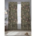 thumbnail image 2 of Sage Green Floral Sheer Curtains 84 Inch Length 2 Panels Set Window Treatments, Ethnic Tribe Abstract Art Flowers Rod Pocket Semi Curtains for Living Room/Bedroom/Kitchen Décor, 104"W x 84"L, 2 of 7