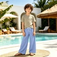 thumbnail image 5 of ZXLBBD Boy's Lightweight Wide Leg Silk Sweatpants for Kids Straight Leg Mesh Breathable Loose Fit Summer Trousers Versatile Casual Daily Wear,Sky Blue,Size 12 Y-13 Y, 5 of 7