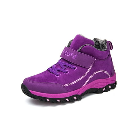 

Crocowalk Womens Comfortable Magnetic Warm Booties Outdoor Slip Resistant Round Toe Snow Boots Lightweight Plush Lining Winter Shoes Purple 8