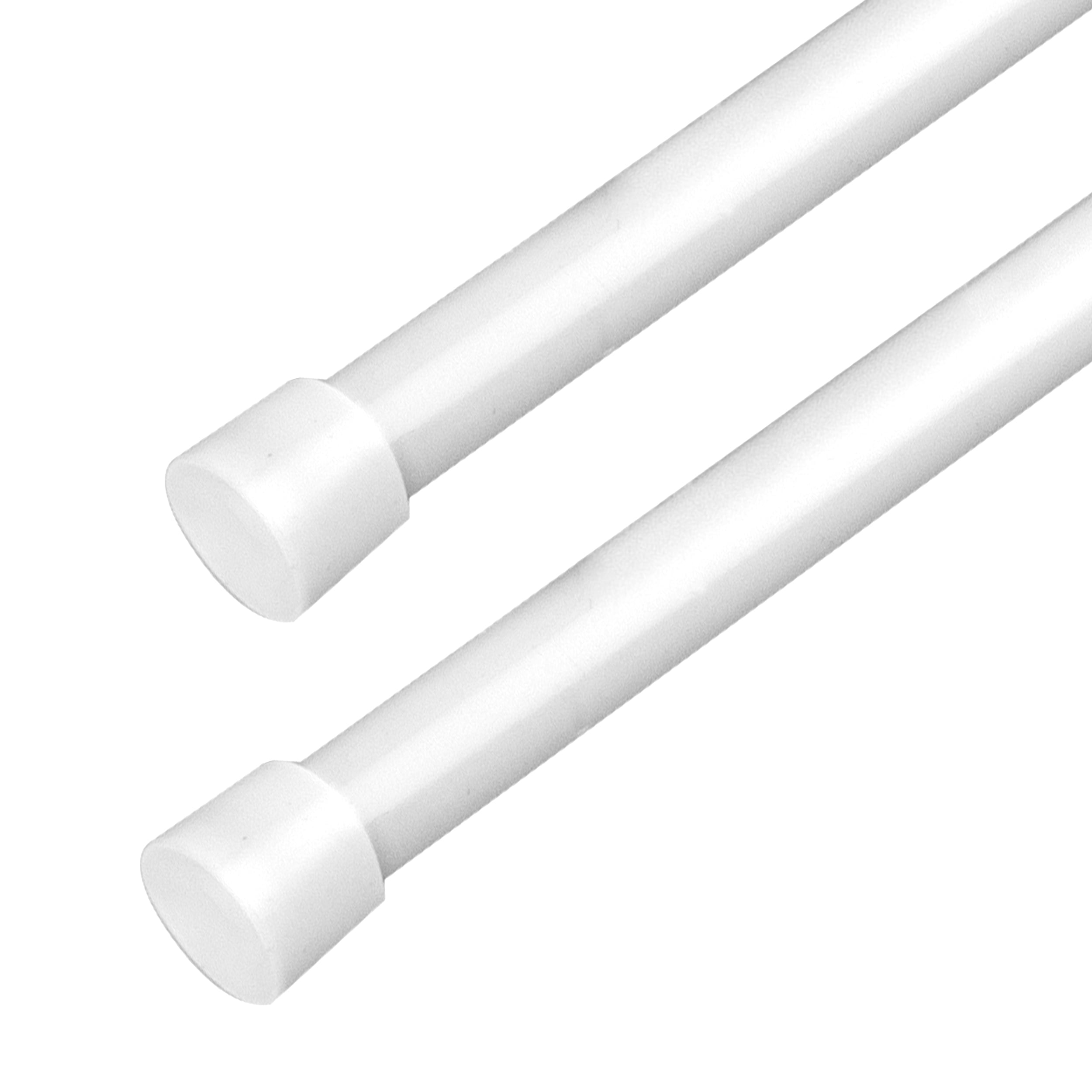 1/3" Dia Adjustable 7" to 12" Spring Tension Rod in White (Set of 2)