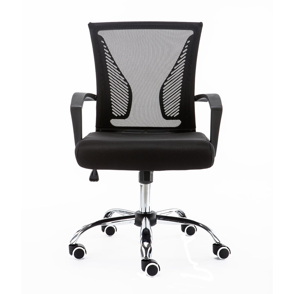 Modern Home Zuna Mid-Back Office Task Chair - Ergonomic Back Supporting Mesh Back Desk Chair (Black/Black)