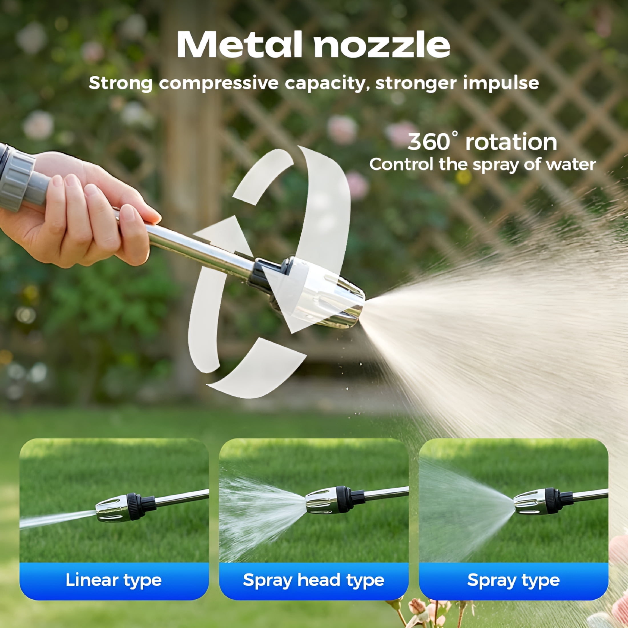 CURYMAY Turn Any Hose into a High Pressure Water Cleaning Jet,Heavy Duty Garden Hose Nozzle, Multi Function Lawn & Garden Watering Sprayer, Spray Nozzles for Cleaning Yard Pets Car
