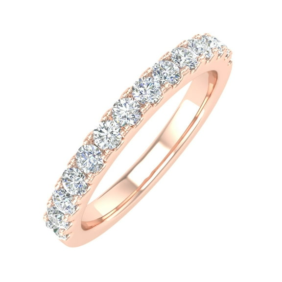 1/2 Carat Round Diamond Wedding Band Ring in 14K Rose Gold (Ring Size 5)
