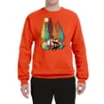 thumbnail image 2 of Trippy California Redwoods Forest Fox Silhouette | Mens Fashion Crewneck Graphic Sweatshirt, Orange, Large, 2 of 4