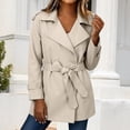 thumbnail image 3 of ManxiVoo Women's Short Trench Coat Belted Casual Lightweight Solid Color Jacket for Spring Fall Outdoor Daily Wear City Style, 3 of 6