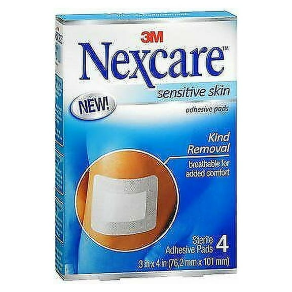 3M Nexcare Adhesive Pads Sensitive Skin 3X4"- 4 Pads