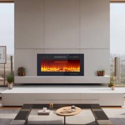 Electric Fireplace,36-Inch Recessed & Wall-Mounted Electric Fireplace – Modern LED Fireplace Heater with Remote Control, Adjustable Flame Color & Speed, Timer, Low Noise, 750W/1500W