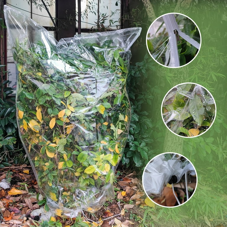 Winter Plant Film Cover with Drawstring Plastic Plant Cover Freeze