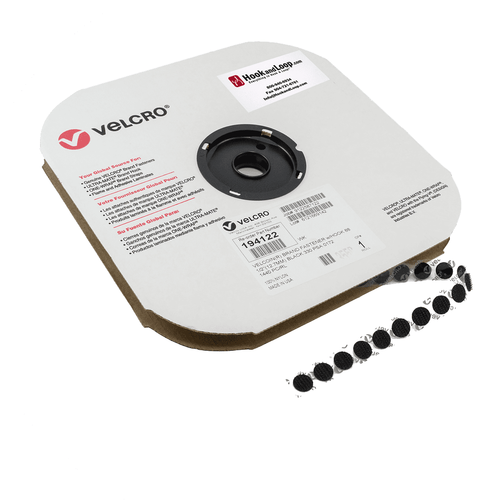 VELCRO® Brand - 1/2" Black Hook VELCOIN®