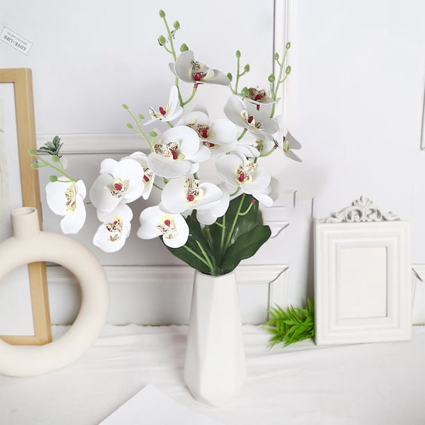 Simulación de flores, 5 tenedores, mariposas, orquídea, película, mango pequeño, luces de flores, arreglo floral de lujo para el hogar, sala de estar, flores falsas, decoraciones para bodas, fiestas,
