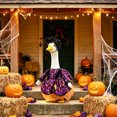 thumbnail image 6 of Porch Goose Halloween Outfit for 19-23 Inch Statue Purple Pumpkin Castle Dress with Matching Lace Hat Weather Resistant Outdoor Front Porch Patio Garden Yard Decor, 6 of 9