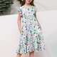 thumbnail image 5 of Vestido de verano para niña, de manga corta, con cuello redondo y estampado floral, de poliéster, con bolsillos y volantes., 5 of 5