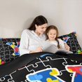 thumbnail image 5 of Catabedysis Educational Puzzle Print 7 Pieces Full Size Bedding Sets,Multicolor Jigsaw Initial Y Full Size Bed in a Bag,Black Reversible For Girls, 5 of 7