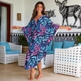 thumbnail image 2 of XYZCANDO Tropical Leaf Women's Long Kaftan Dress Flowy Maxi Dress Beach Cover Up Loose Fit Batwing Sleeve Swimsuit Cover Ups Hawaiian Robe Vacation Outfits Elegant Gown Top Night Dress, 2 of 7