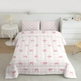 thumbnail image 2 of Homewish Girly Pink Plaid Bedding Comforter Set for Teens, Princess Cute Ribbon Twin Comforter Sets, Cartoon Bow Style Reversible Bedding Set, Microfiber Bedroom Decor, 2-Piece, 2 of 8