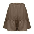 thumbnail image 6 of BiZtdJrK Casual Shorts for Women Ruffle Button Elastic Waisted Wide Leg Shorts Summer Beach Shorts clearance items Brown XXL, 6 of 8