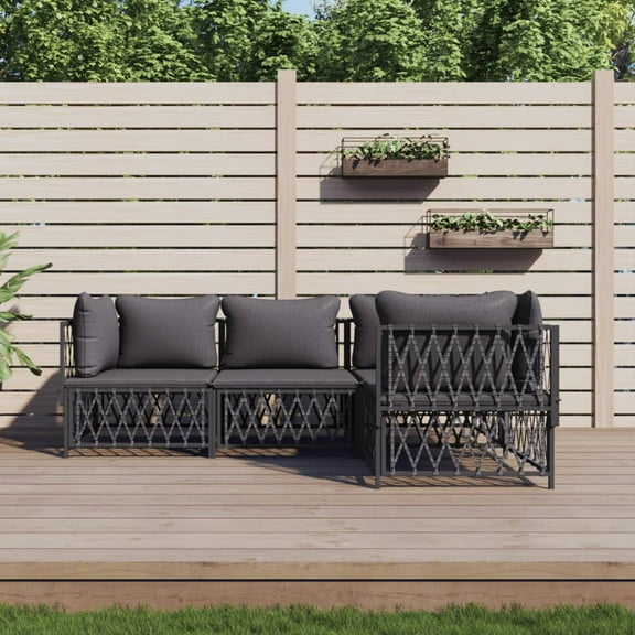 vidaXL 4 Piece Patio Lounge Set with Cushions Anthracite Steel