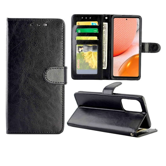 For Samsung Galaxy A72 5G / 4G Crazy Horse Texture Leather Horizontal Flip Protective Case with &