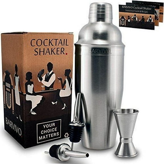 Barvivo 24oz Cocktail Shaker Set UK 2 - Double Jiggers & 2 Liquor Pourers