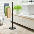 thumbnail image 2 of MyGift 40-inch Modern Freestanding Matte Black Bathroom Towel Rack with 3 Swivel Arms, 2 of 6