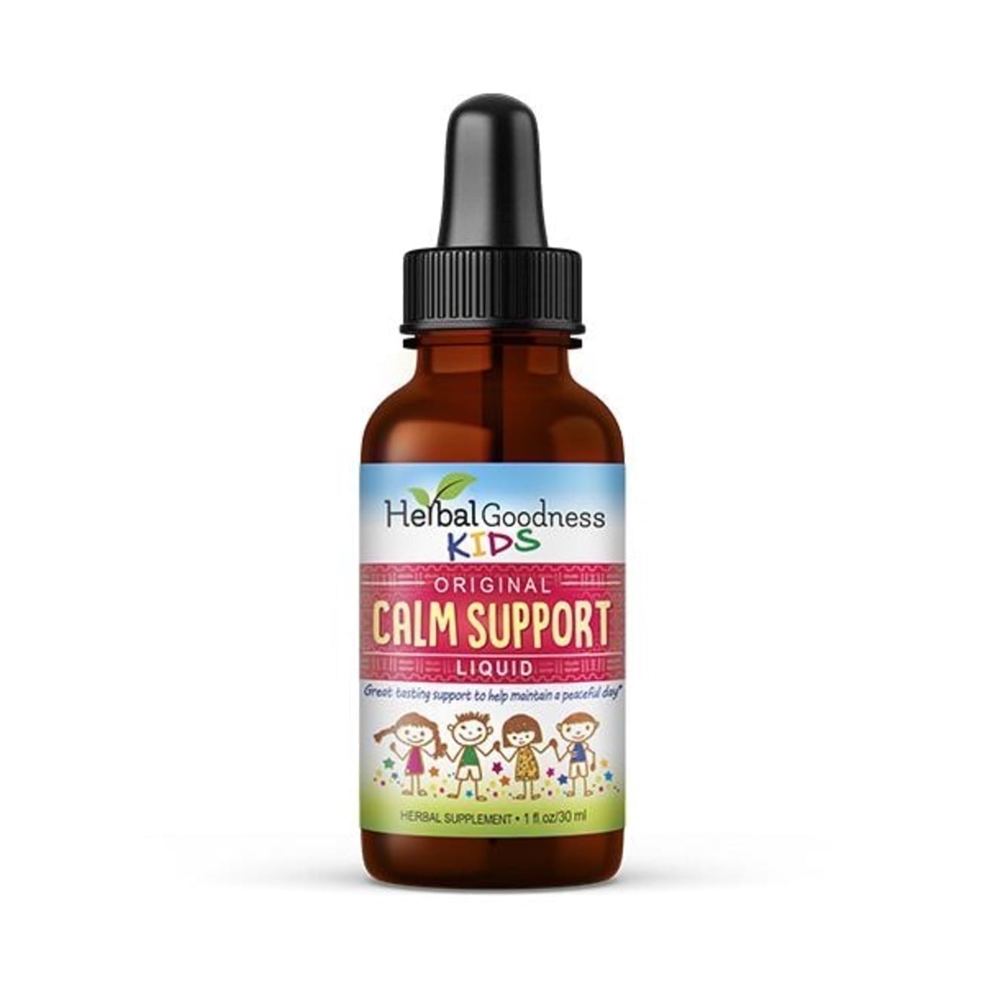 Kids Calm Support Liquid 1fl.oz, Magnesium Glycinate + Citrate, Ashwagandha Root, Kids Multivitamin, Toddler Supplement for Relaxation - Herbal Goodness