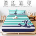 thumbnail image 5 of King Size Fitted Sheet Set - Anchor Turquoise 3 Piece Bedding Sets 16" Deep Pocket Fitted Sheet with 2 Pillowcases, Modern Navy Blue White Striped Nautical Brushed Microfiber Hotel Luxury Bed Sheets, 5 of 9