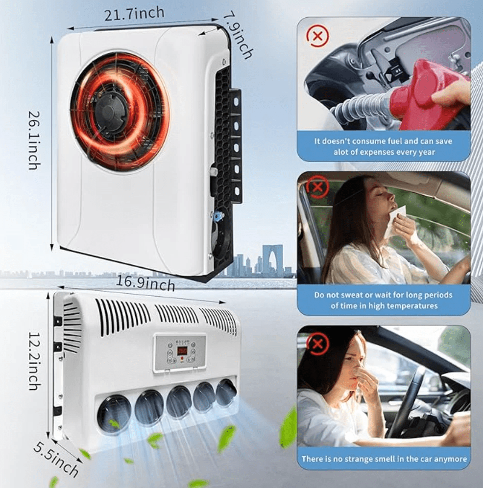 12V Truck Cab Air Conditioner Split ac Kit Universal 12 Volts Electric A/C Unit Fit Cab Truck Bus RV Caravan