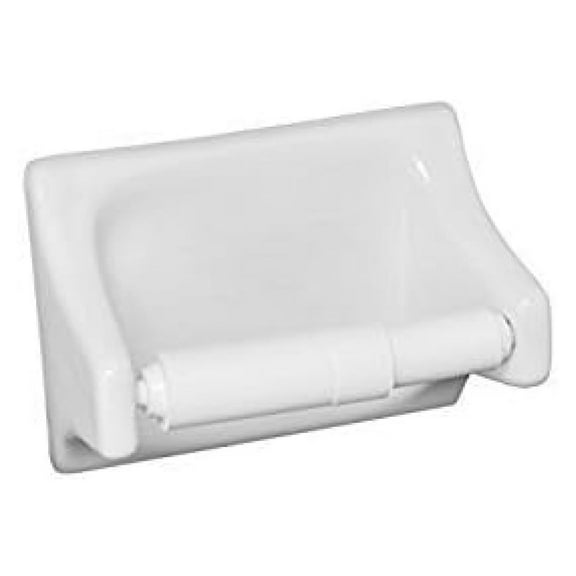 Daltile Bath Accessories Holder - White Glazed Ceramic - Tile Installation Required - 4x4 Protrusion - Grout-In Design - Bathroom Organization
