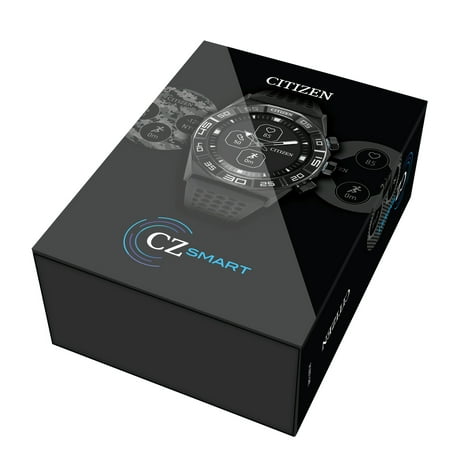 Citizen - CZ Smart 44mm Stainless Steel Case Hybrid Heart Rate Smartwatch Silicone Strap - Black