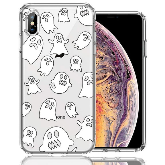 MUNDAZE For Apple iPhone XS Max Halloween Spooky Ghost Design Double Layer Phone Case Cover