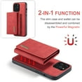 thumbnail image 5 of Compatible with iPhone 12 Pro / 12 Removable 2 in 1 Wallet Case,Retro Premium PU Leather Cell Phone Back Cover Magnetic Detachable with Trifold Wallet Credit Card Cash Holder Kickstand Case,Red, 5 of 9